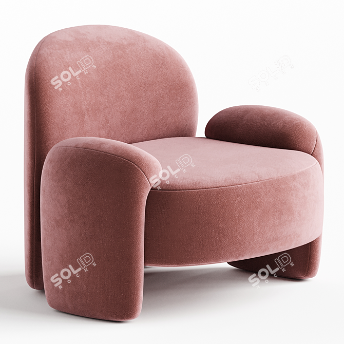 Elegant AMA Cotton Armchair 3D model image 2