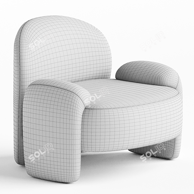 Elegant AMA Cotton Armchair 3D model image 3