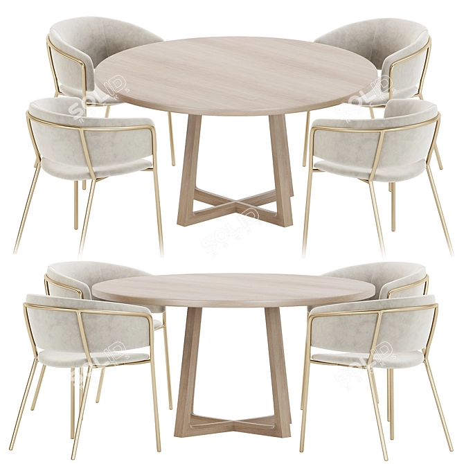 Elegant Contemporary Dining Set 3D model image 1