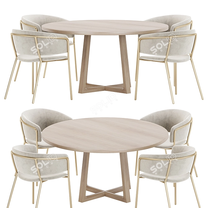 Elegant Contemporary Dining Set 3D model image 2