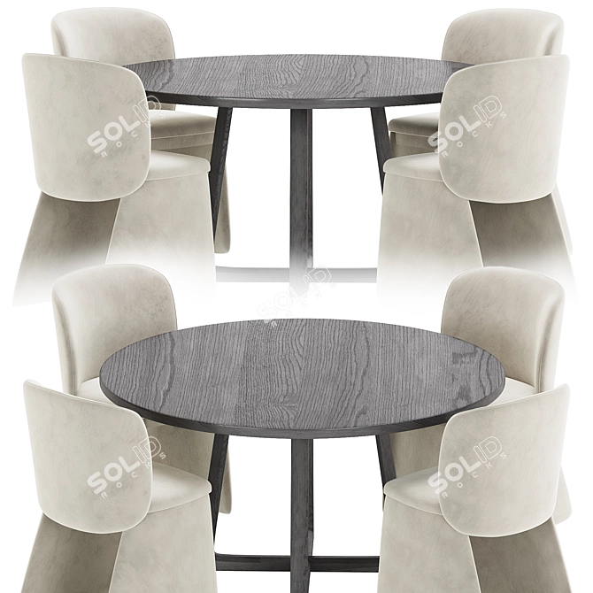 Modern Dining Set Furniture 3D model image 1