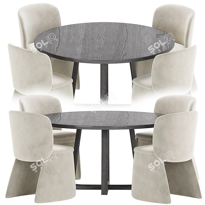 Modern Dining Set Furniture 3D model image 2