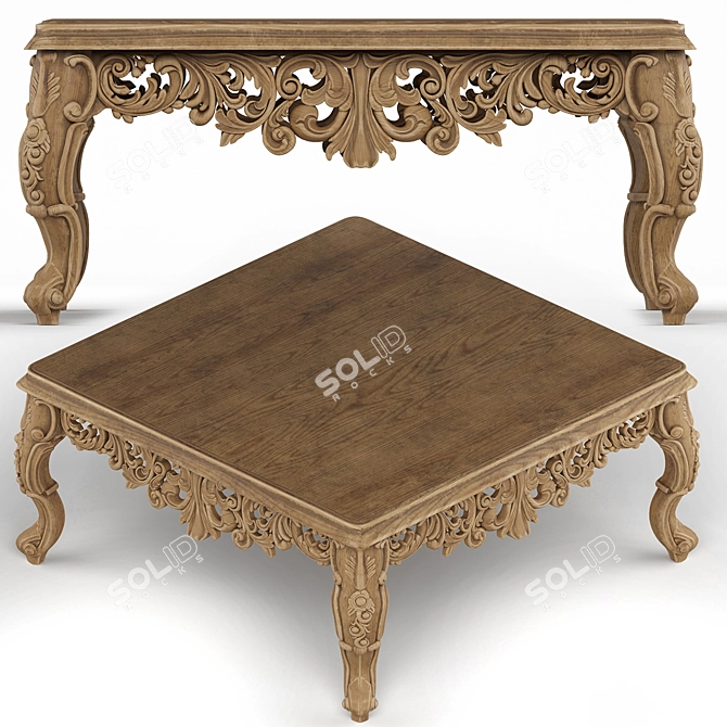  Modern Square Coffee Table 3D model image 2