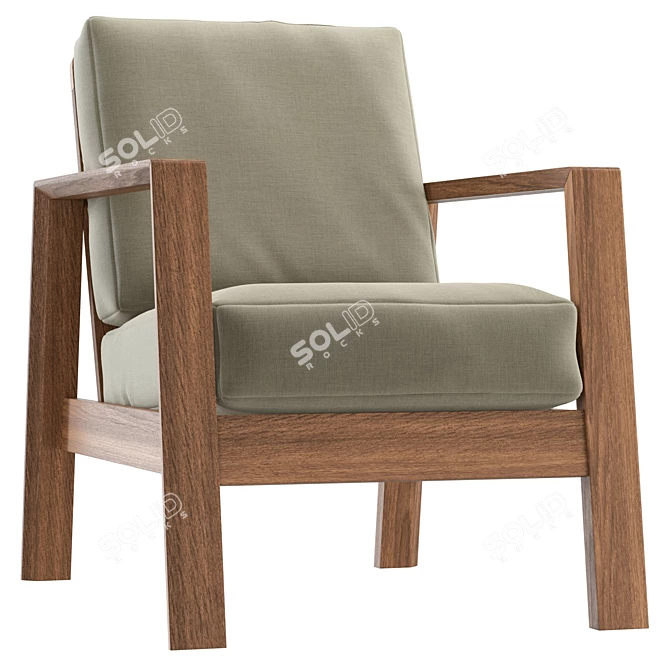  Modern Upholstered Armchair Measuring Real-size 3D model image 1