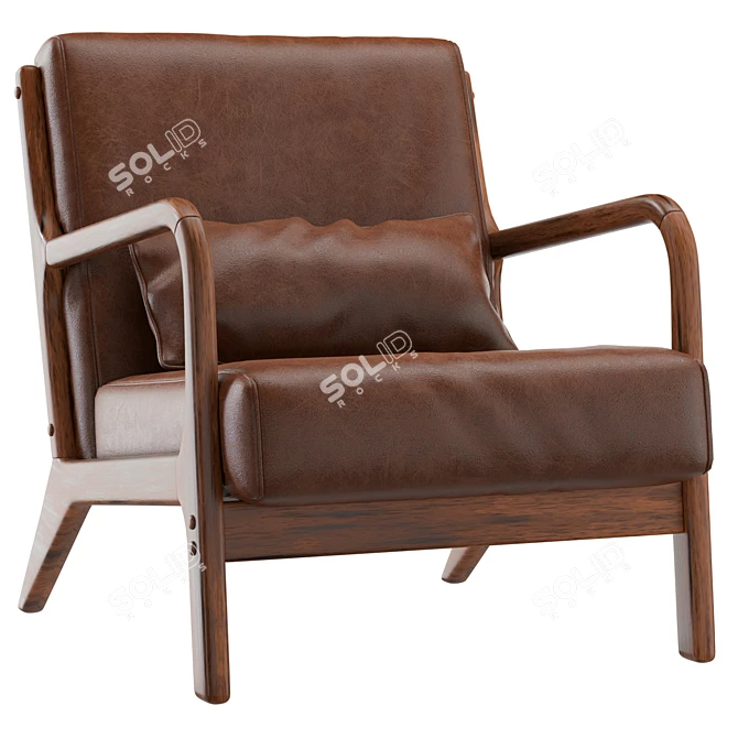  Mid-Century Upholstered Armchair, 8192x8192 Texture, Real Size 3D model image 1