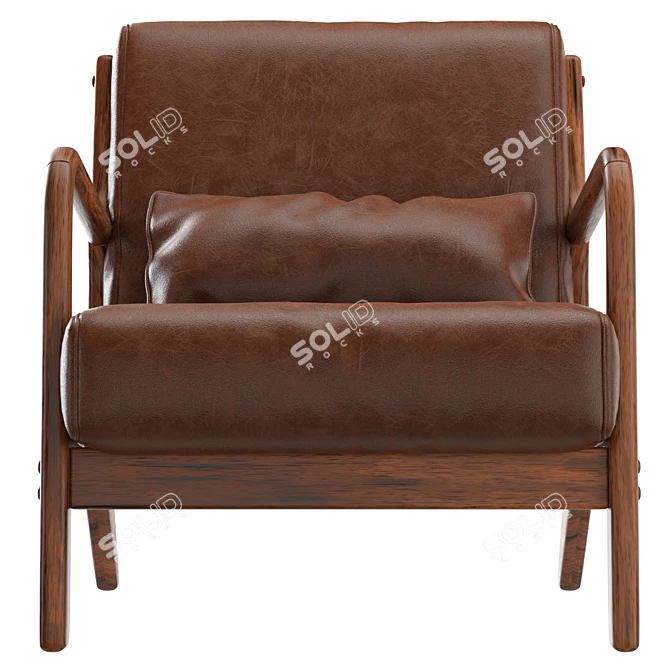  Mid-Century Upholstered Armchair, 8192x8192 Texture, Real Size 3D model image 2