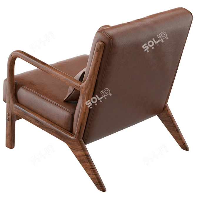  Mid-Century Upholstered Armchair, 8192x8192 Texture, Real Size 3D model image 4