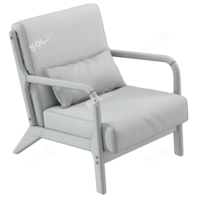  Mid-Century Upholstered Armchair, 8192x8192 Texture, Real Size 3D model image 6