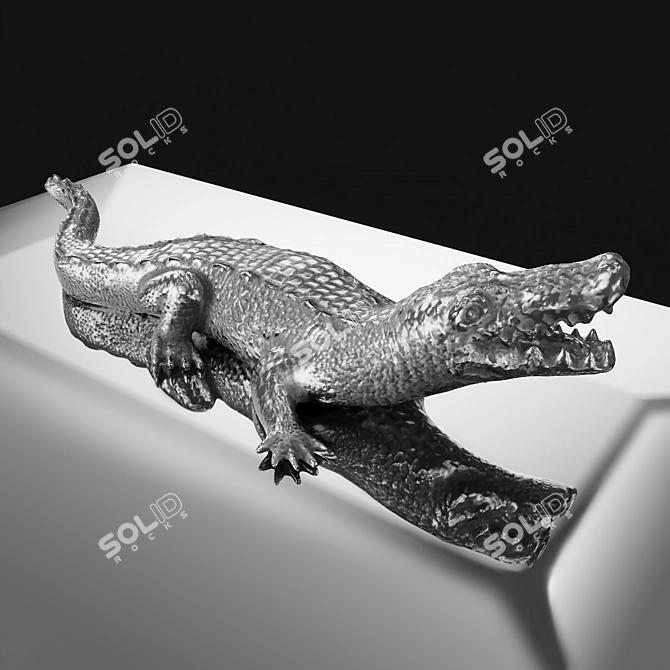 Eichholtz Rectangular Croc Jewelry Box 3D model image 4