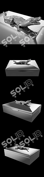 Eichholtz Rectangular Croc Jewelry Box 3D model image 12