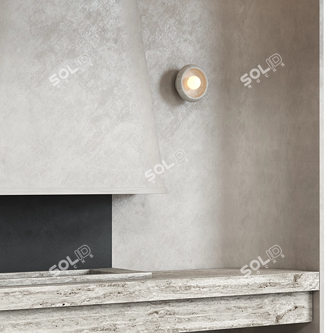 Travertine Fireplace Composition Ensemble 3D model image 3