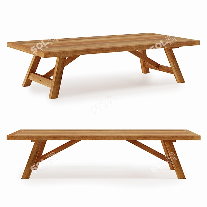 Elegant Basque Teak Coffee Table 3D model image 1