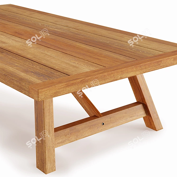 Elegant Basque Teak Coffee Table 3D model image 4