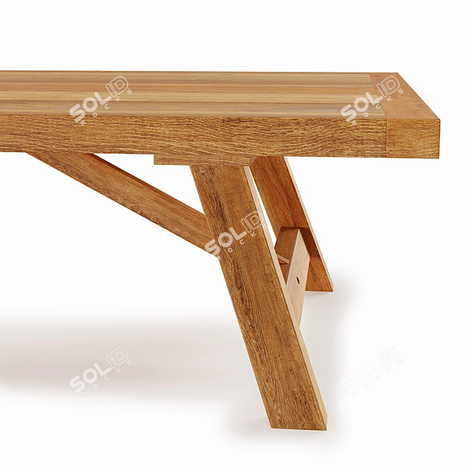 Elegant Basque Teak Coffee Table 3D model image 5