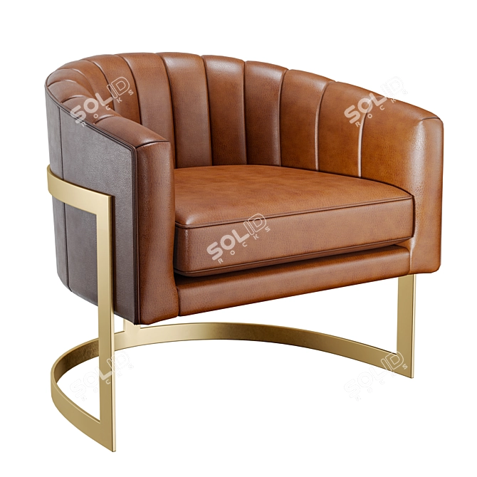 Luxury Vicenza Leather Barrel Chair 3D model image 1