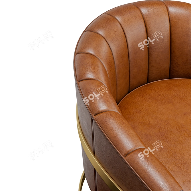 Luxury Vicenza Leather Barrel Chair 3D model image 2