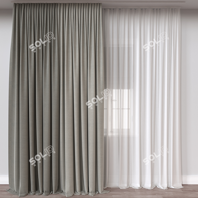 Vray and Corona Textile Curtain 3D model image 1