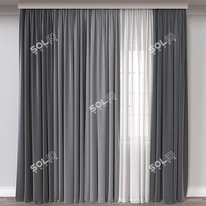 Versatile 3D Curtain Model 3D model image 1