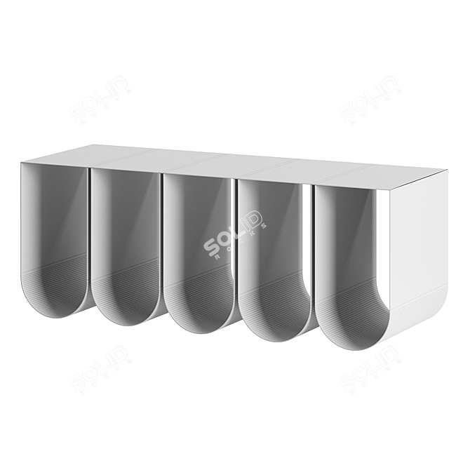 Sculptural Modern Curved Steel Bench 3D model image 2