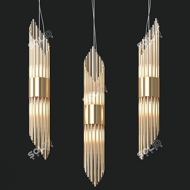 Art Deco Pendant Lamp Brass 3D model image 1