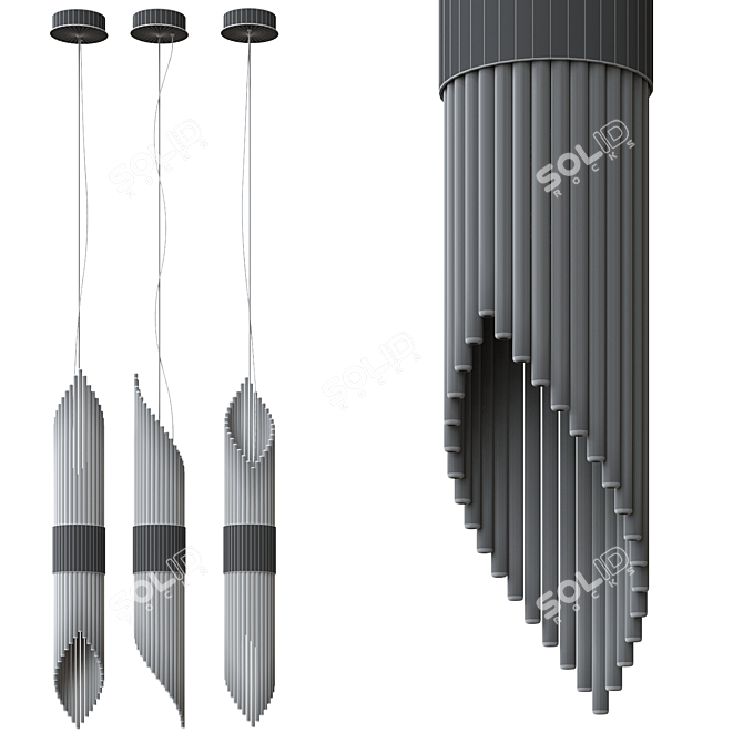 Art Deco Pendant Lamp Brass 3D model image 2