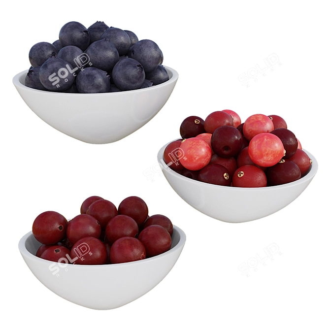 Berry Medley in Petite Bowls 3D model image 3