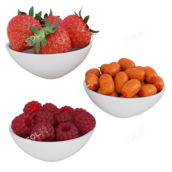 Berry Medley in Petite Bowls 3D model image 4