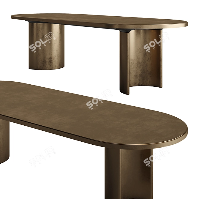 Modern Wooden Base Table Design 3D model image 1