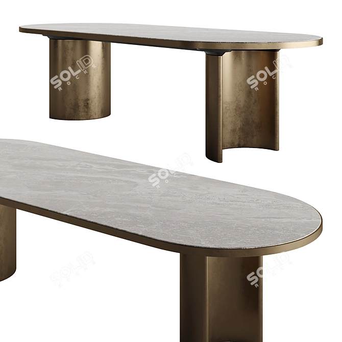 Modern Wooden Base Table Design 3D model image 2