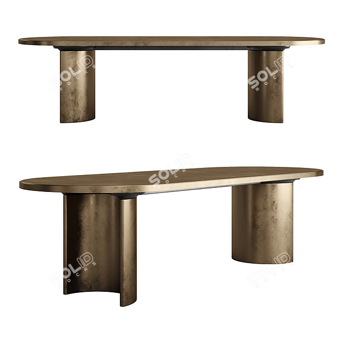 Modern Wooden Base Table Design 3D model image 3