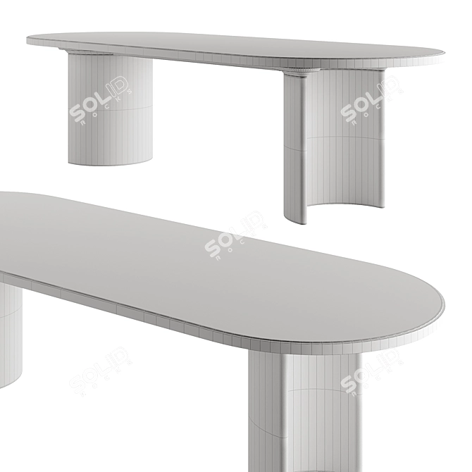 Modern Wooden Base Table Design 3D model image 4