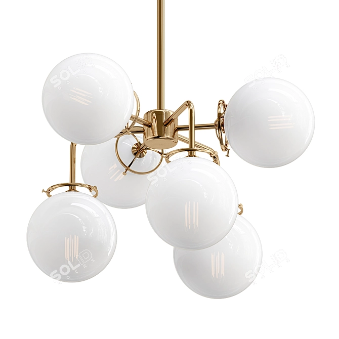 Modern Brass Globe Pendant Light 3D model image 1