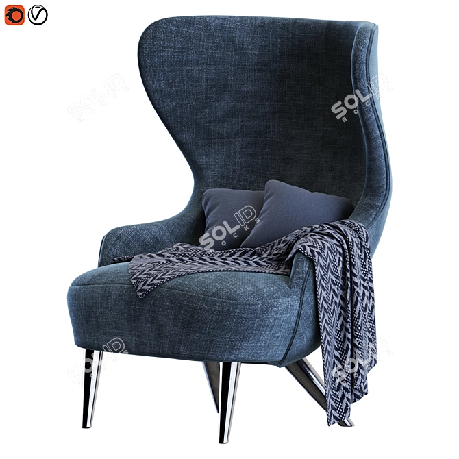 Sleek Modern Wingback Micro Chair 3D model image 2