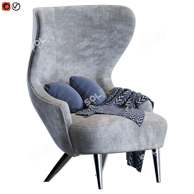 Sleek Modern Wingback Micro Chair 3D model image 3