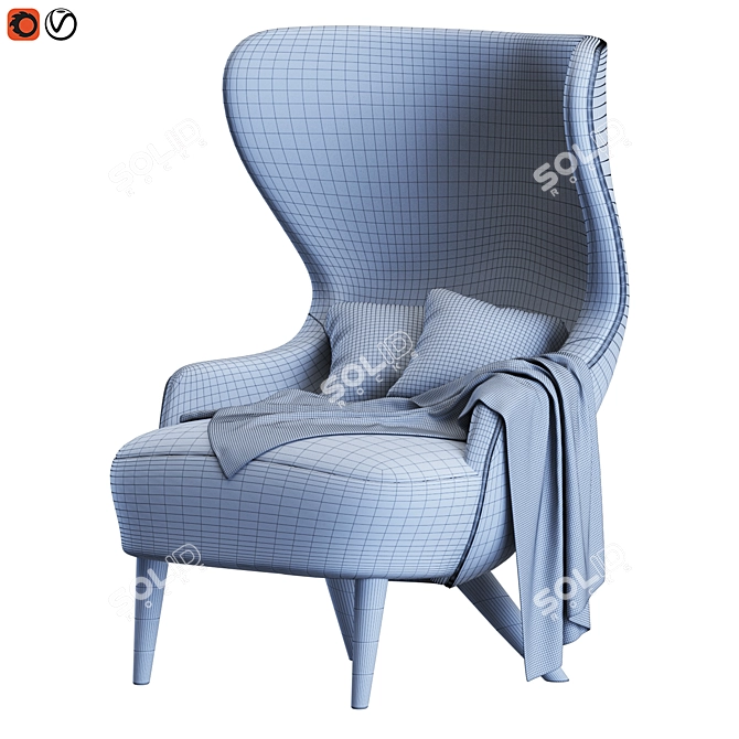 Sleek Modern Wingback Micro Chair 3D model image 6