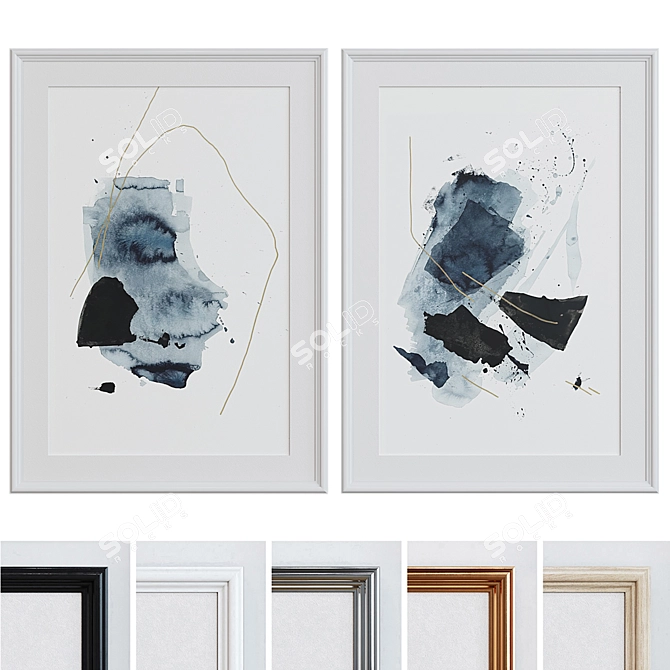 Modern Abstract Picture Frame Set 3D model image 1