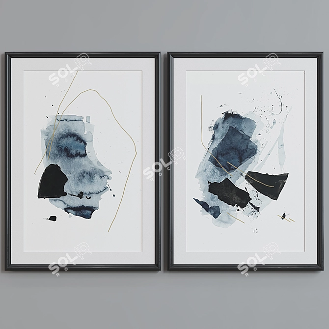 Modern Abstract Picture Frame Set 3D model image 2