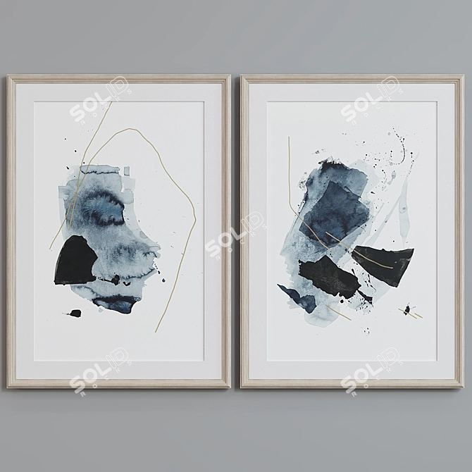 Modern Abstract Picture Frame Set 3D model image 3