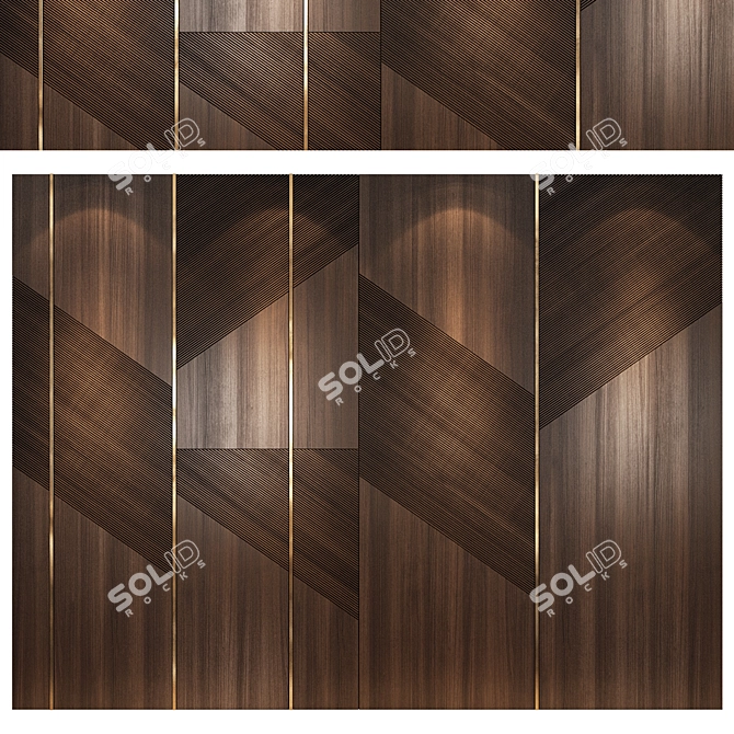 Editable Wood Metal Wall Panel 3D model image 1