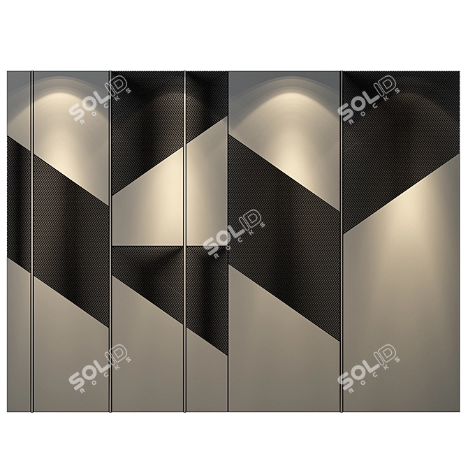 Editable Wood Metal Wall Panel 3D model image 2