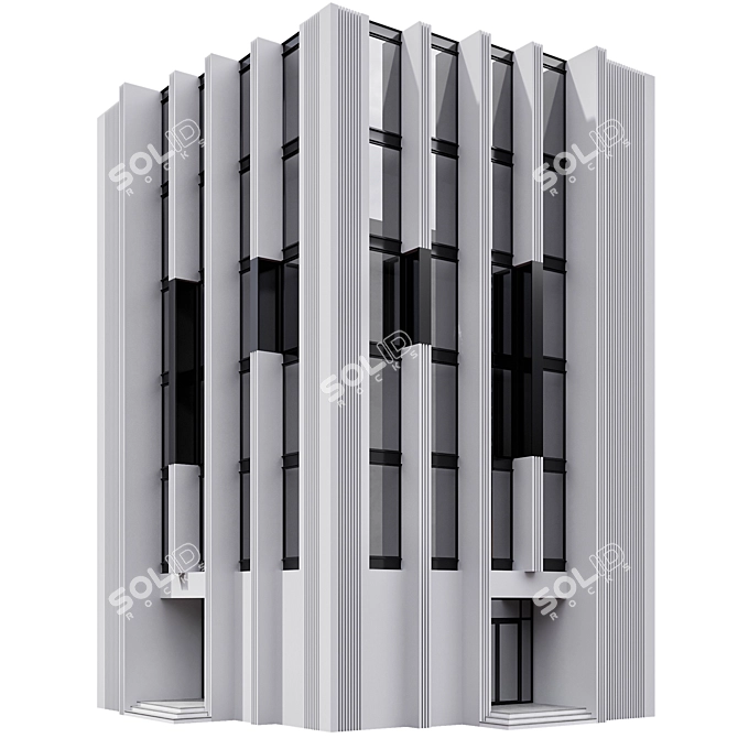 Modern Residential Building with 2 Facades 3D model image 2