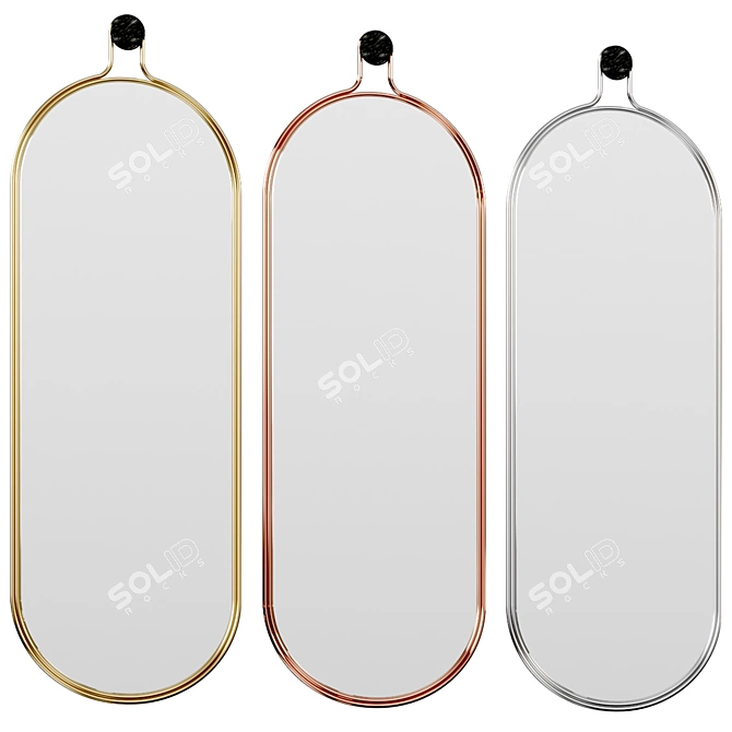 Art Deco Brass Mirror-Marble 3D model image 1