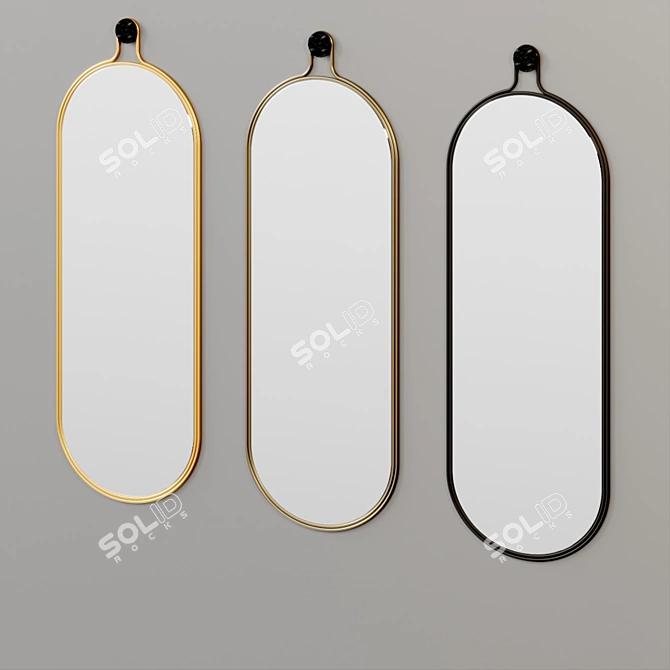 Art Deco Brass Mirror-Marble 3D model image 3