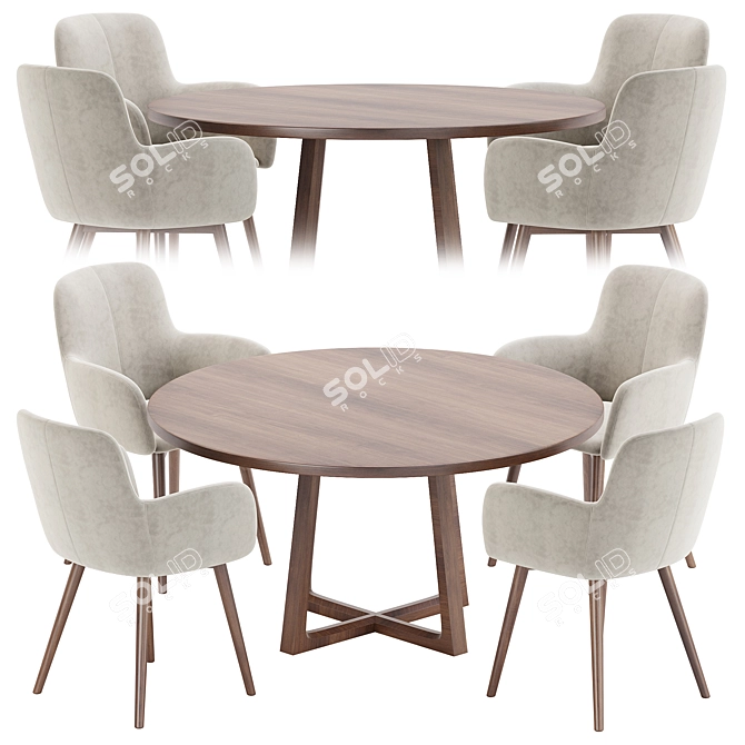 Modern Dining Set Furniture Collection 3D model image 2