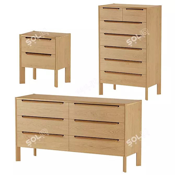 Emile Jones Oak Furniture Set 3D model image 1