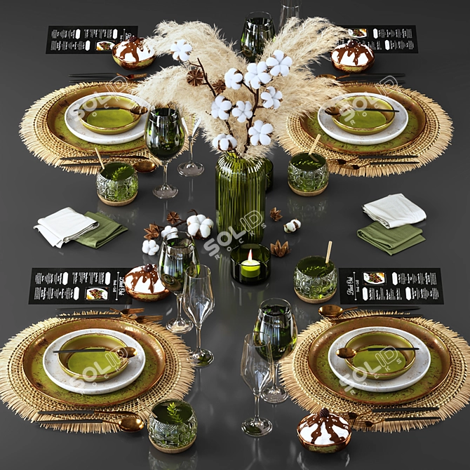 Modern Tableware Design Set 3D model image 1