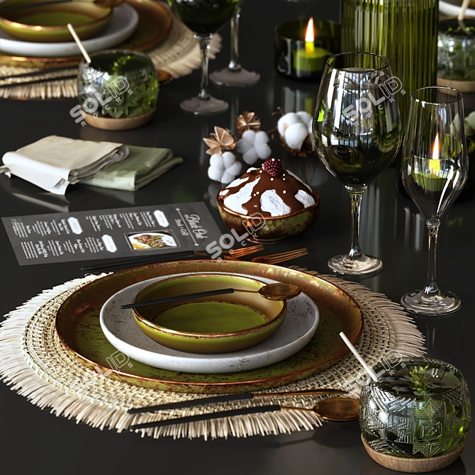 Modern Tableware Design Set 3D model image 2