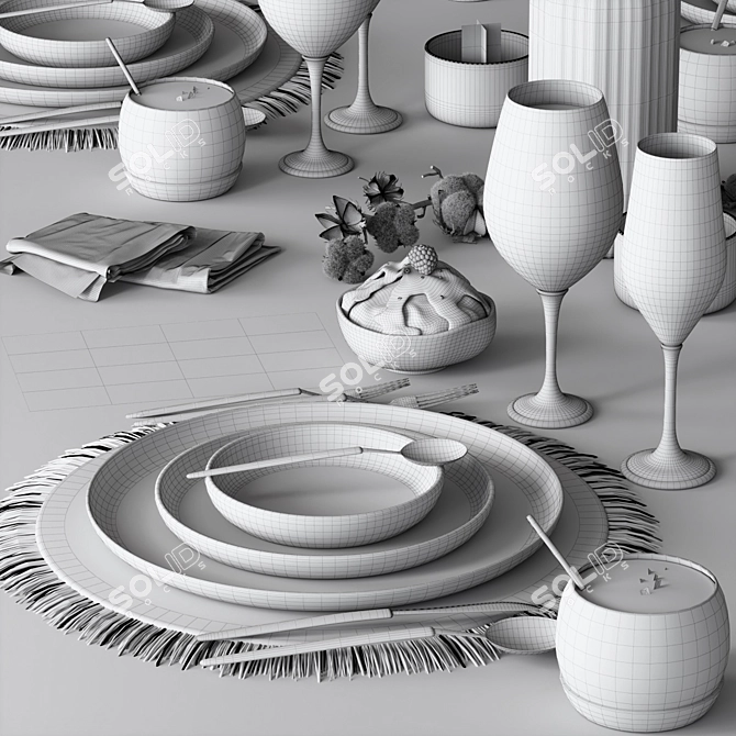 Modern Tableware Design Set 3D model image 4