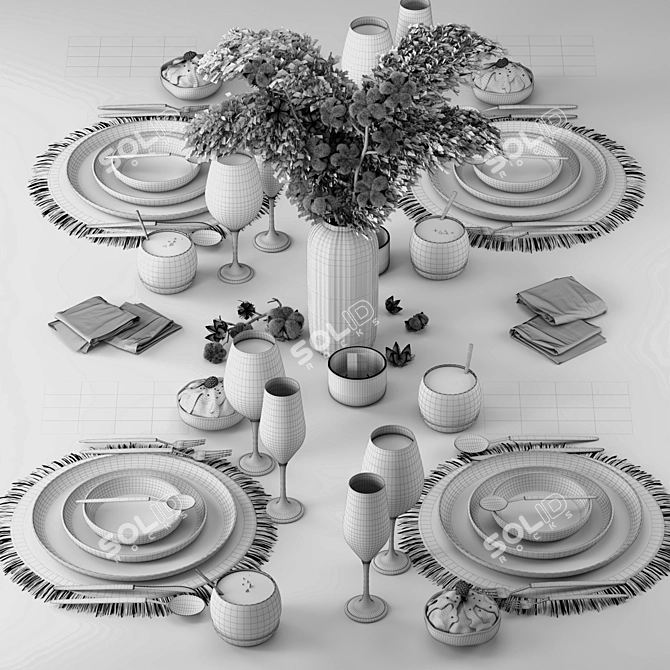 Modern Tableware Design Set 3D model image 5