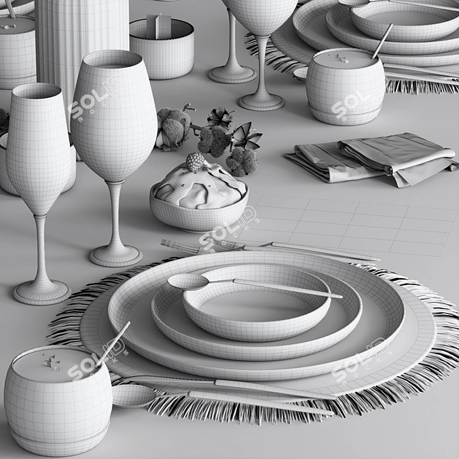 Modern Tableware Design Set 3D model image 7